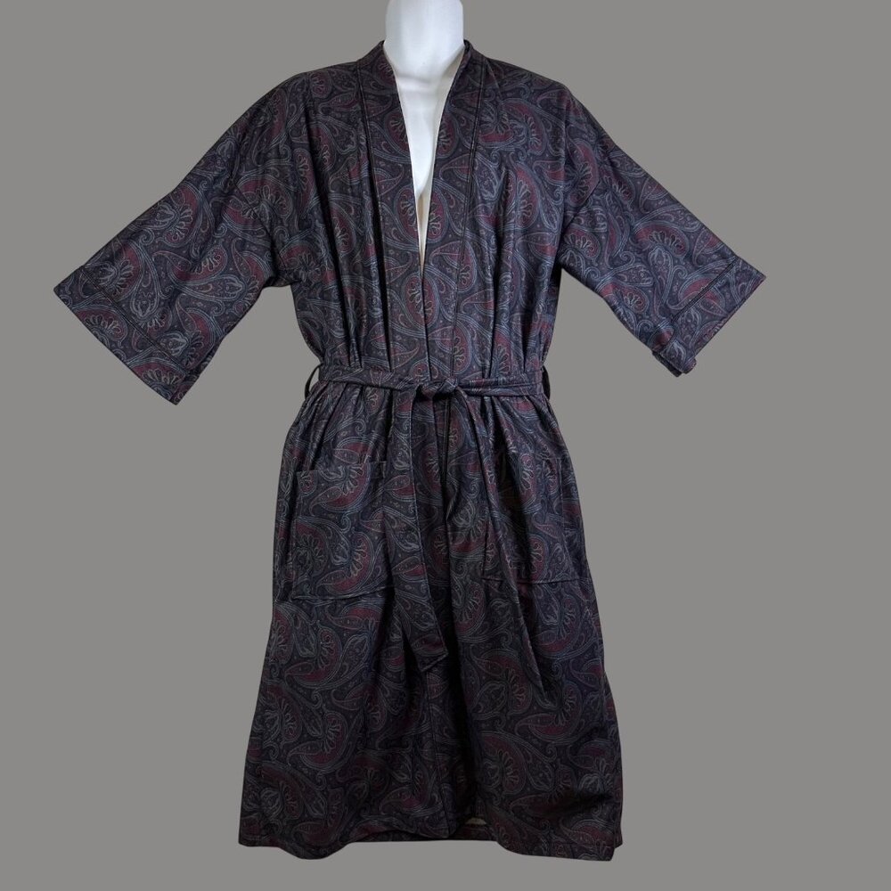 Vintage Retro Paisley Loungewear Soft Lightweight Brushed Robe Hugh Hefner USA
